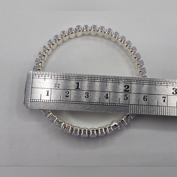 Swarovski Crystal Elements Silver Bracelet 6 1/4 - 7 inch Prom Bridal Formal - Picture 5 of 9